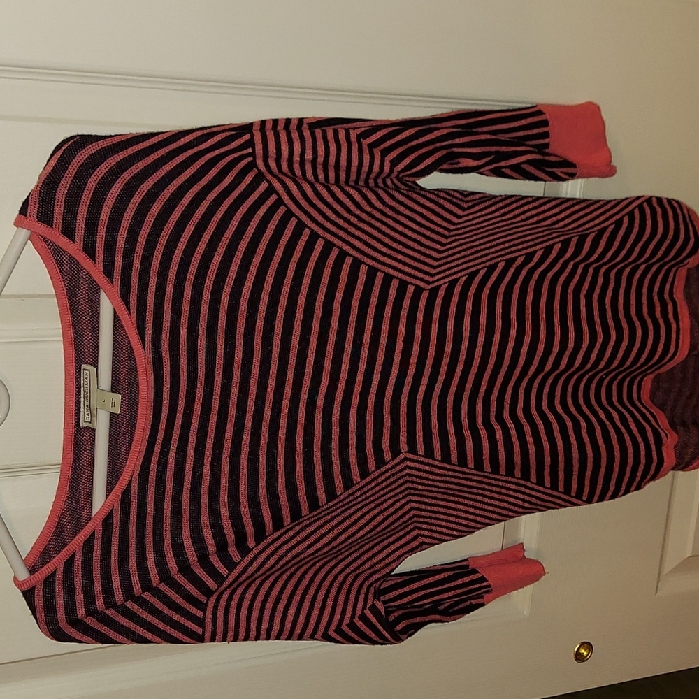 Dana Buchman Dolman‎ Sleeve Pink Striped Sweater Large